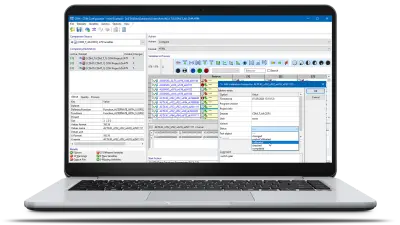 Screenshot displaying INCA-QM-BASIC software interface with options for comparing, viewing, and editing quality meta data in calibration datasets.