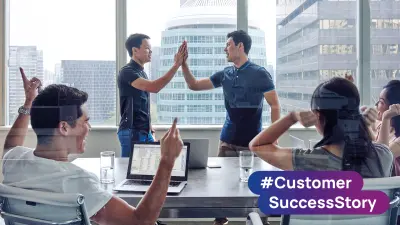 Five people celebrating