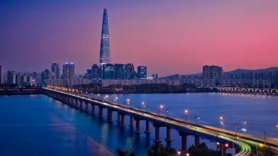 Seoul Cityscape at Dusk with Lotte World Tower