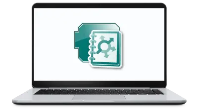 Ordinateur portable avec l'icône du produit EHANDBOOK-NAVIGATOR à l'écran.